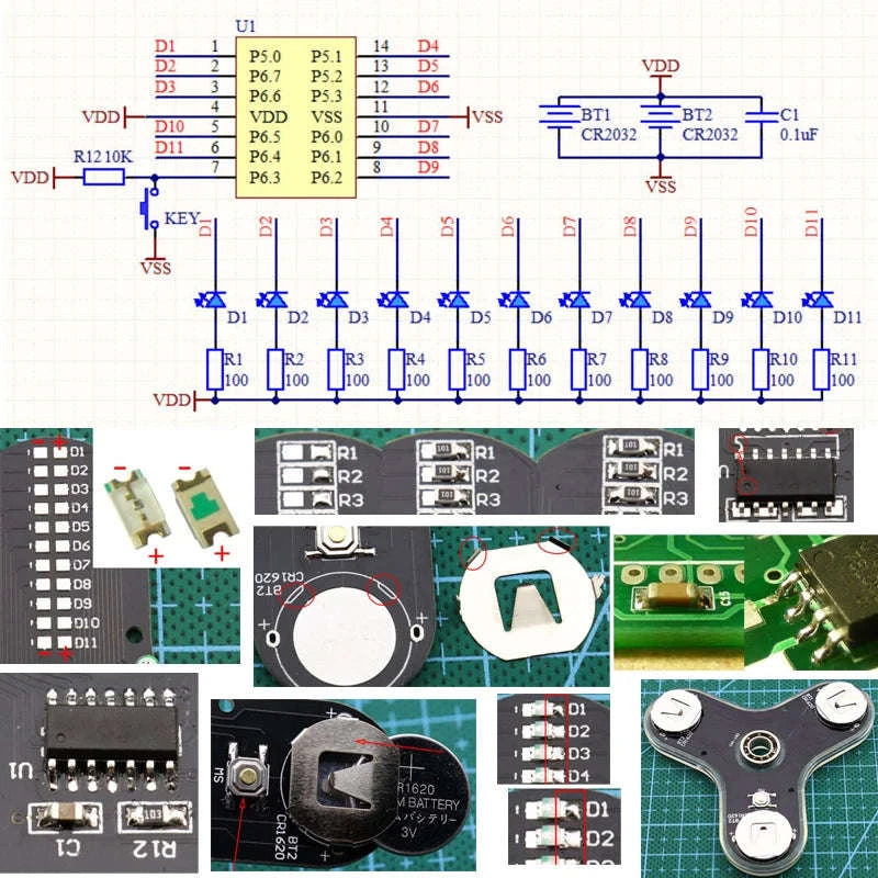 DIY LED Fingertip Gyro Kit-Default Title