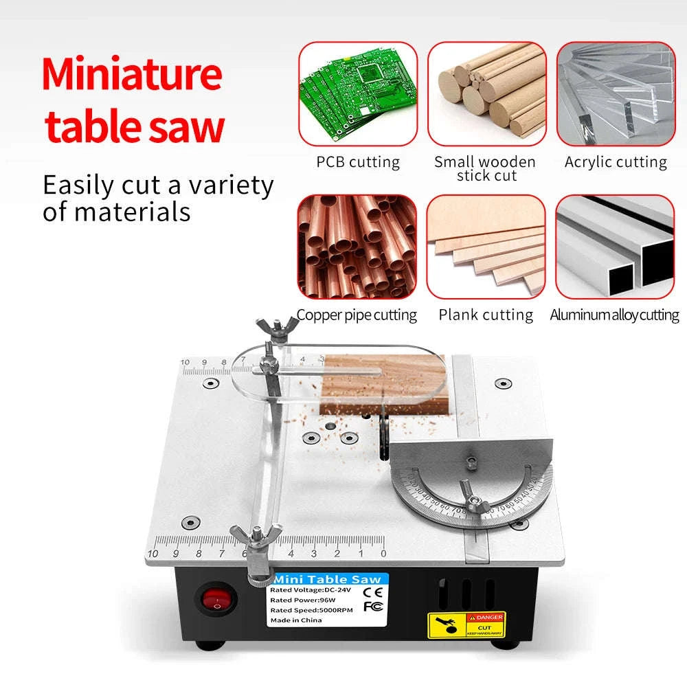 DIY Mini Table Saw 96W Compact Precision Cutting Machine-US Table Saw Set / China Mainland