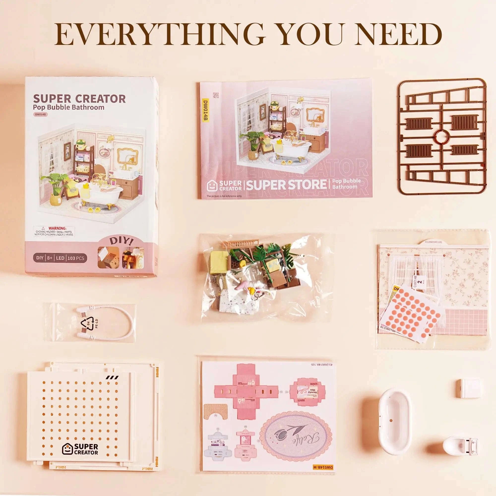 DIY Miniature House Kit – Pop Bubble Bathroom Set-United States