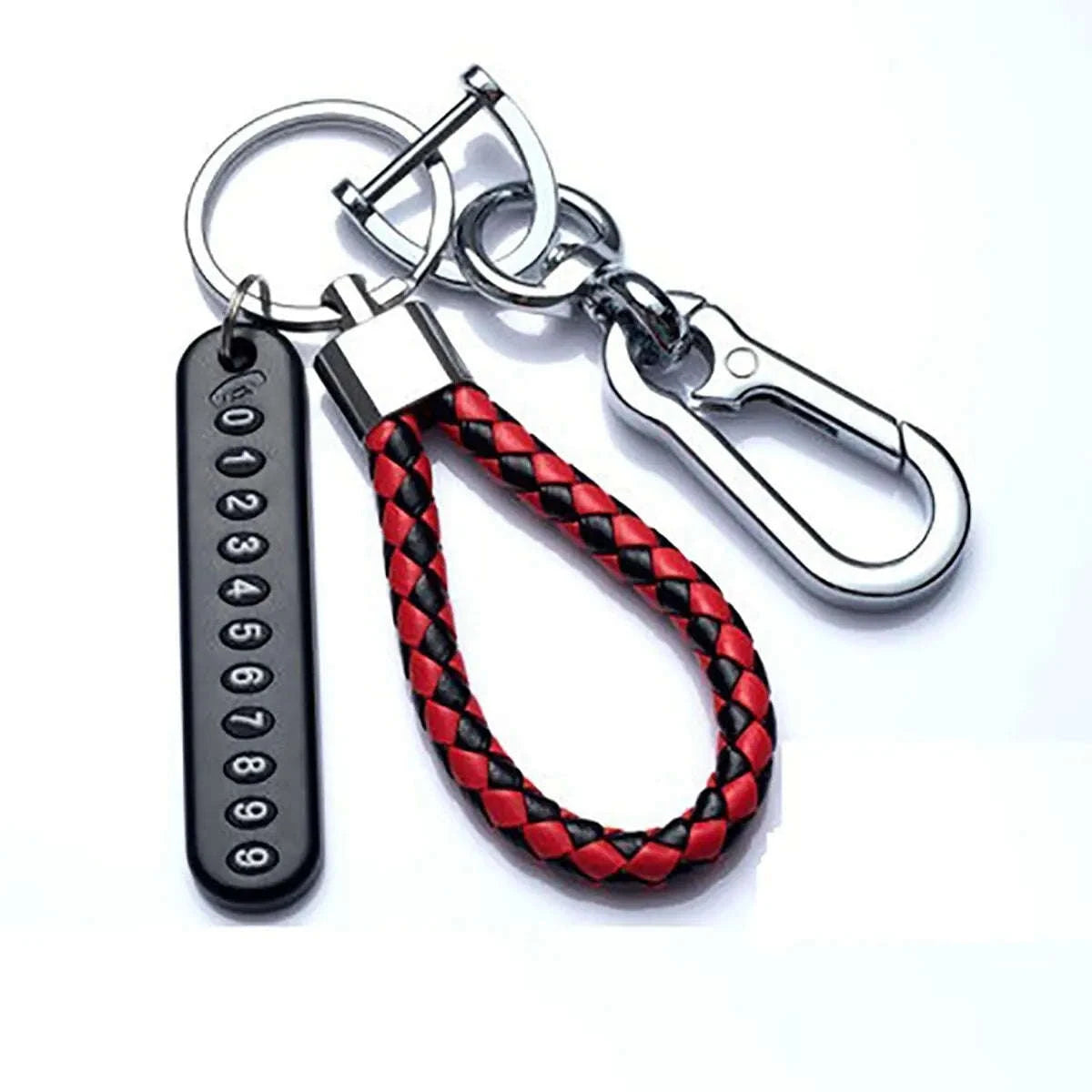 DIY Phone Number Plate Keychain with Punk Woven Leather-Style 4