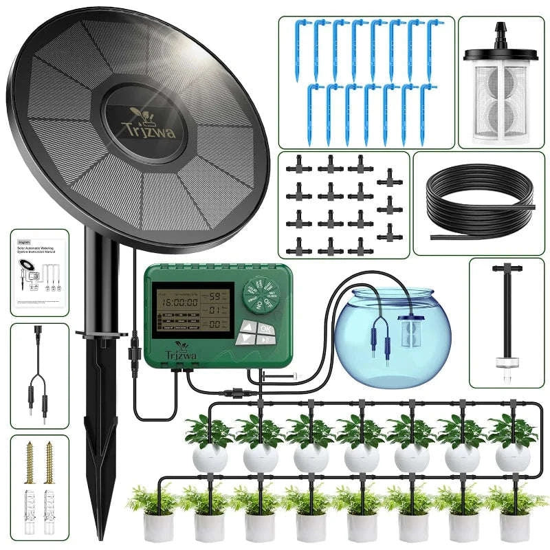 DIY Solar Drip Irrigation System with 15m Hose-3W