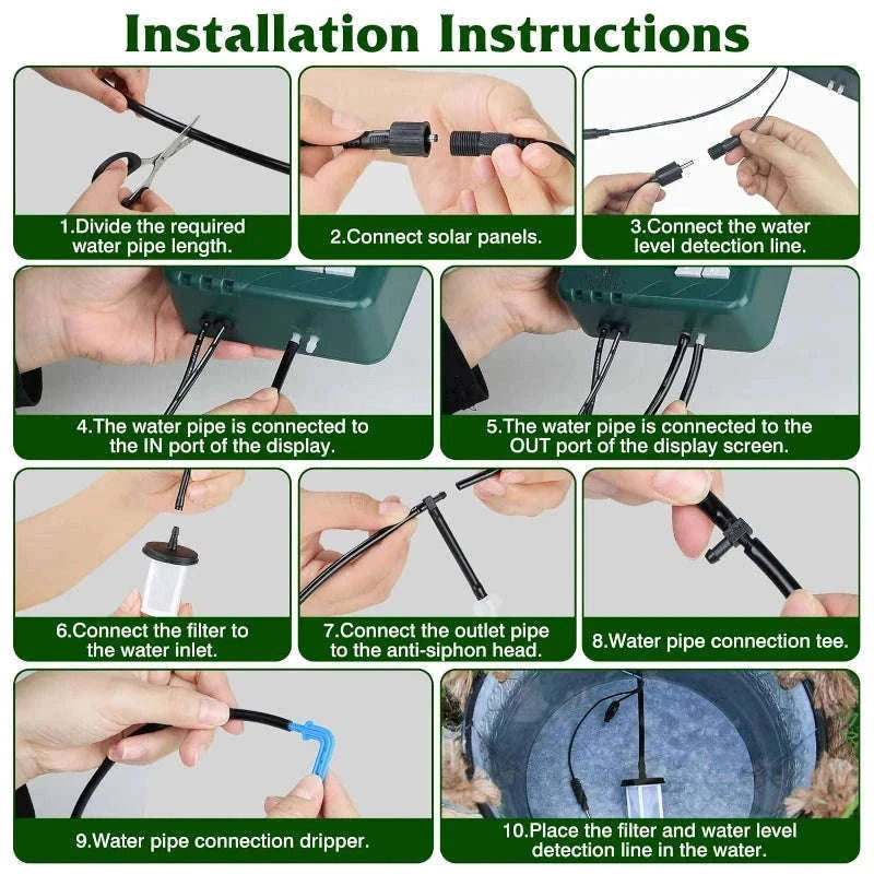DIY Solar Drip Irrigation System with 15m Hose-3W