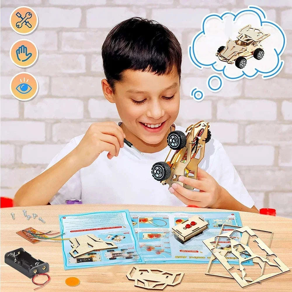 DIY Wooden Remote Control Car STEM Kit-1 Set