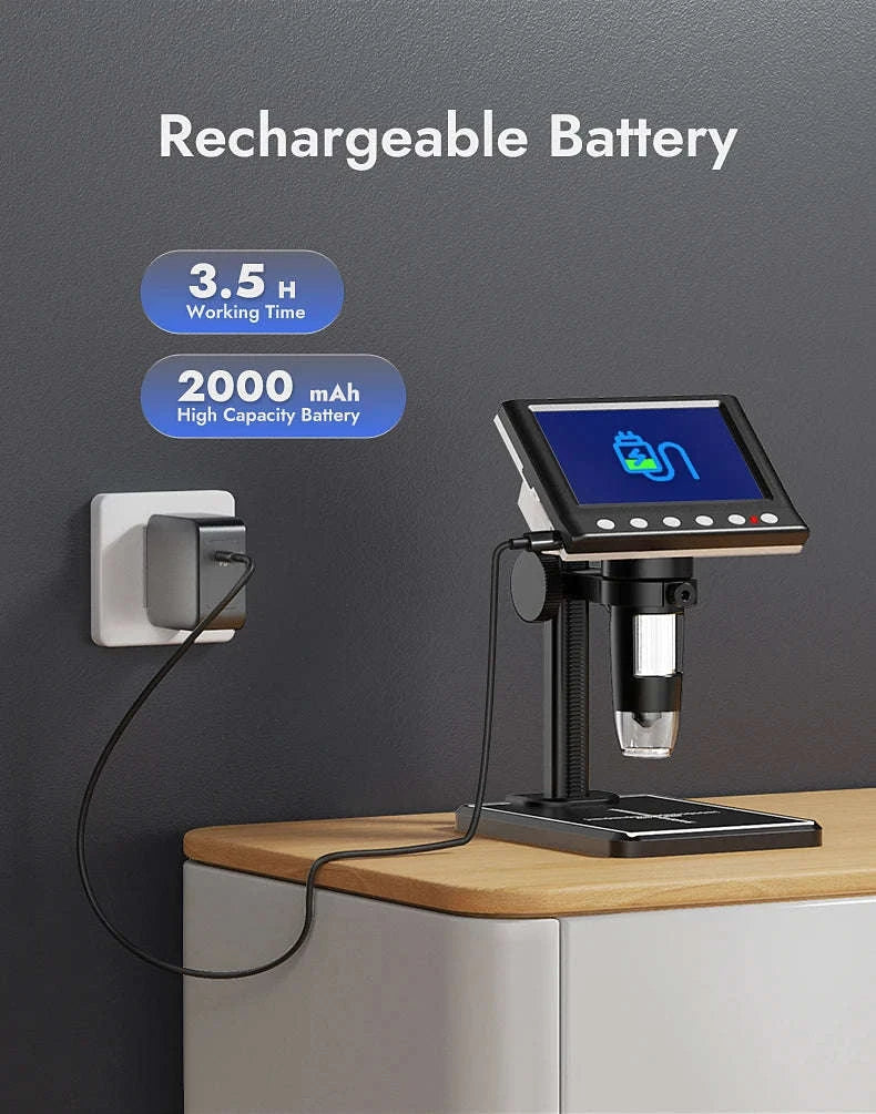 DM7 4.3" 1000X Digital Video Microscope with LEDs-DM7-Z01C / 1600X