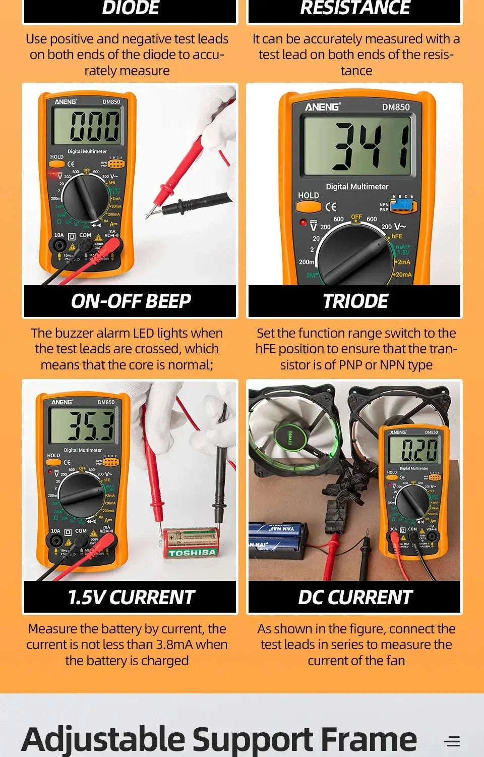 DM850 Multimeter Automatic Professional Tester for Accurate Electrical Checks-Red with box