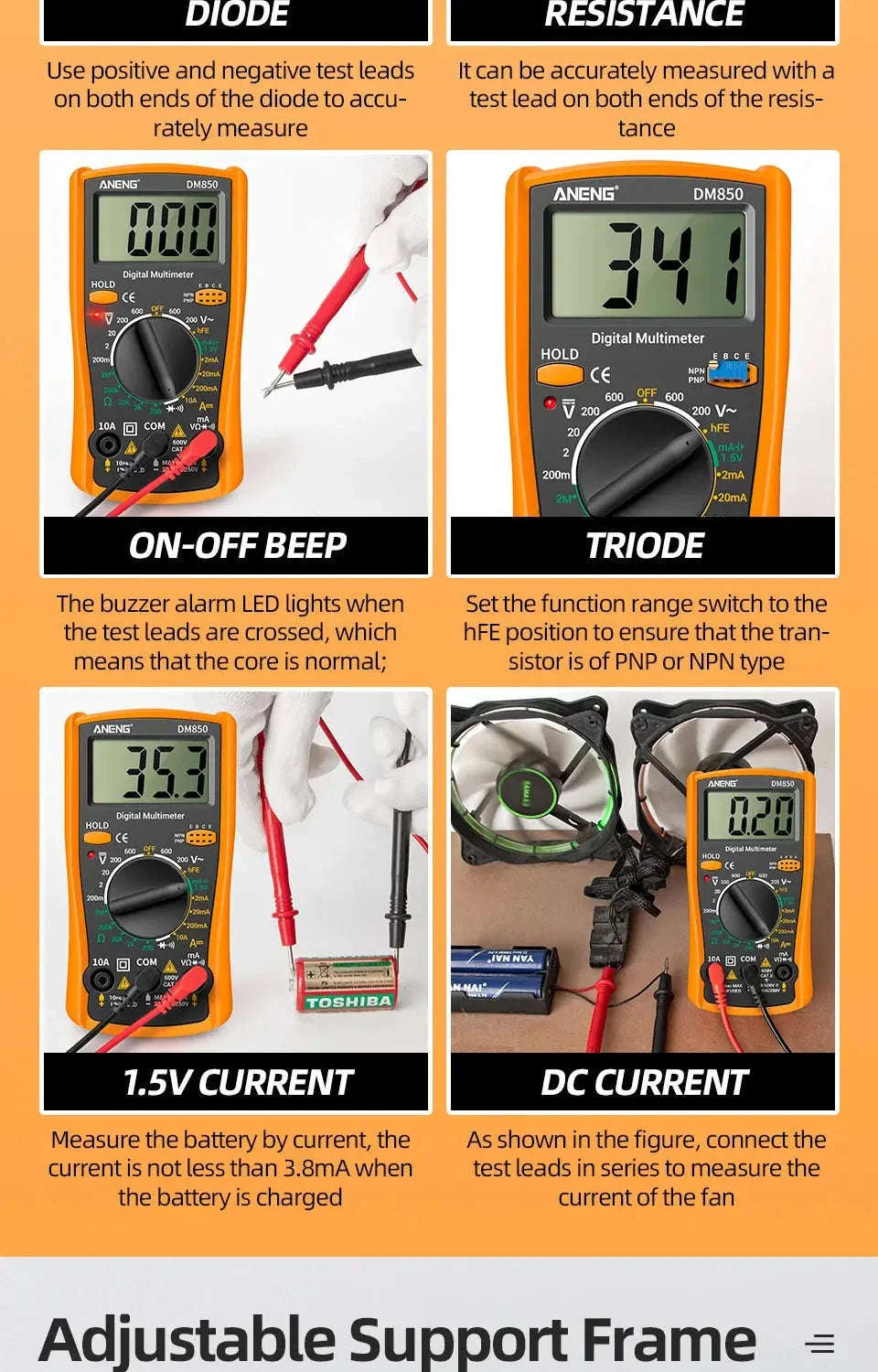 DM850 Multimeter Automatic Professional Tester-Red with box