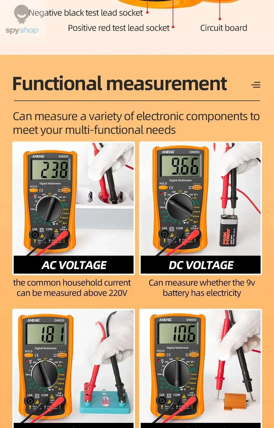 DM850 Multimeter Automatic Professional Tester-Red with box