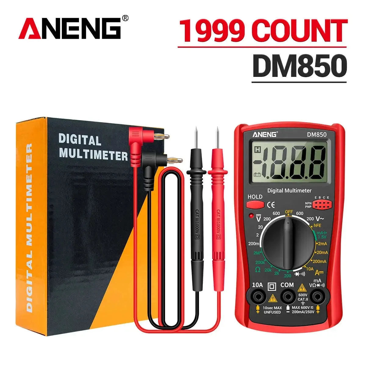 DM850 Multimeter Automatic Professional Tester-Red with box
