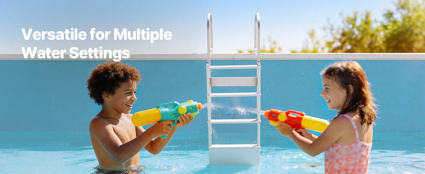 SucceBuy 4/5 Steps Retractable Dock Ladder 500 lbs Pontoon Boat Swim Ladder with Auto-Lift Float Adjustable Height for Lake Pool