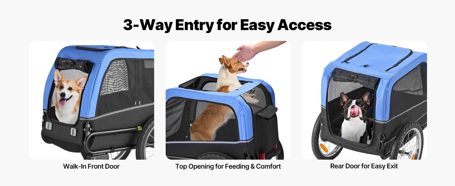 SucceBuy 66/88 lbs Dog Bike Trailer Easy Folding Frame Pet Cart Bicycle Carrier with Coupler & Reflector for Small & Medium Dogs