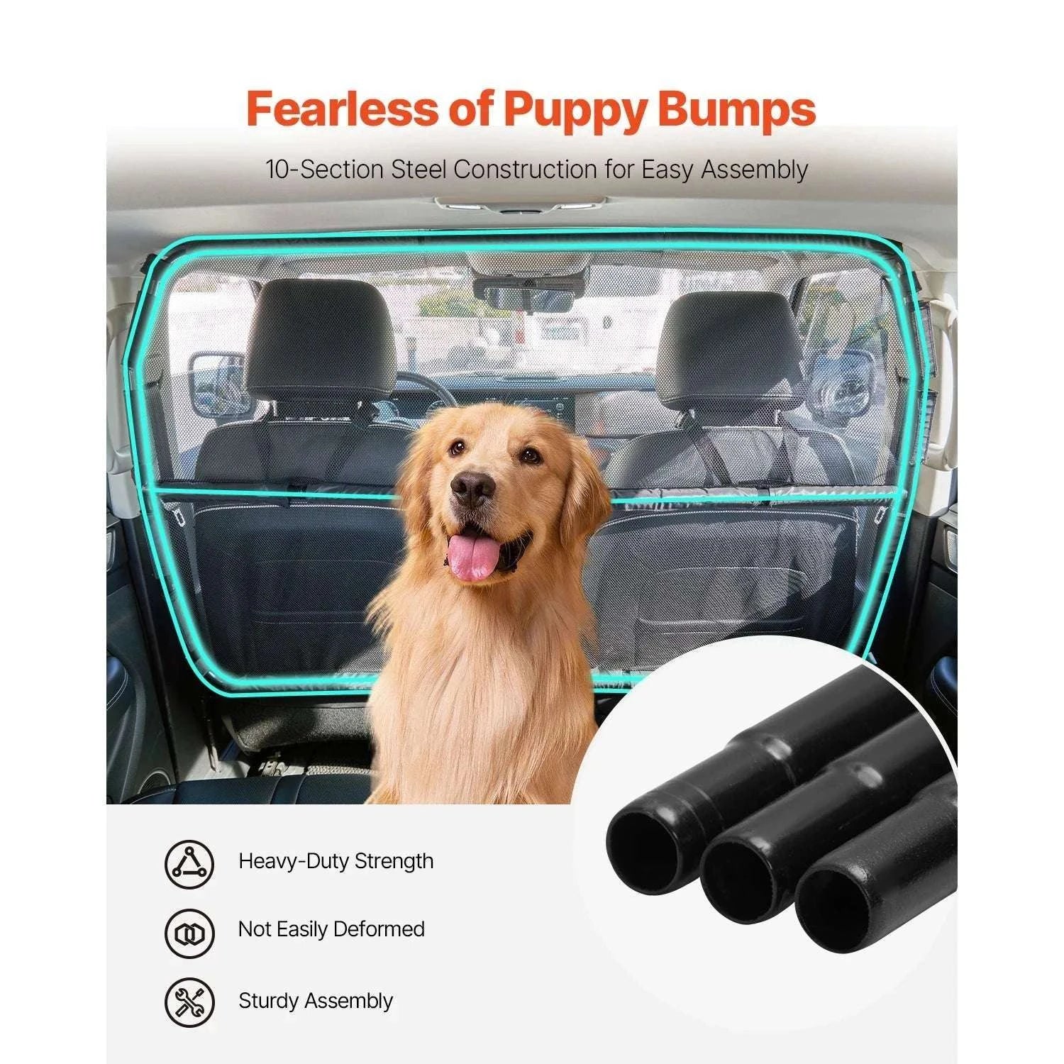 Dog Car Barrier for Front Seats with Mesh Net Universal Fit-56 x 32inch / GERMANY