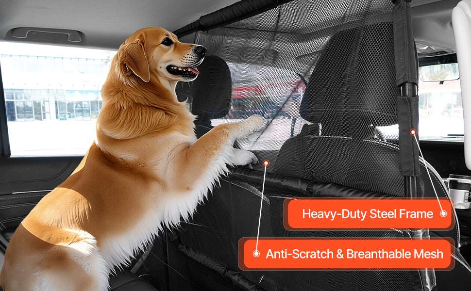 Dog Car Barrier for Front Seats with Mesh Net Universal Fit-56 x 32inch / GERMANY