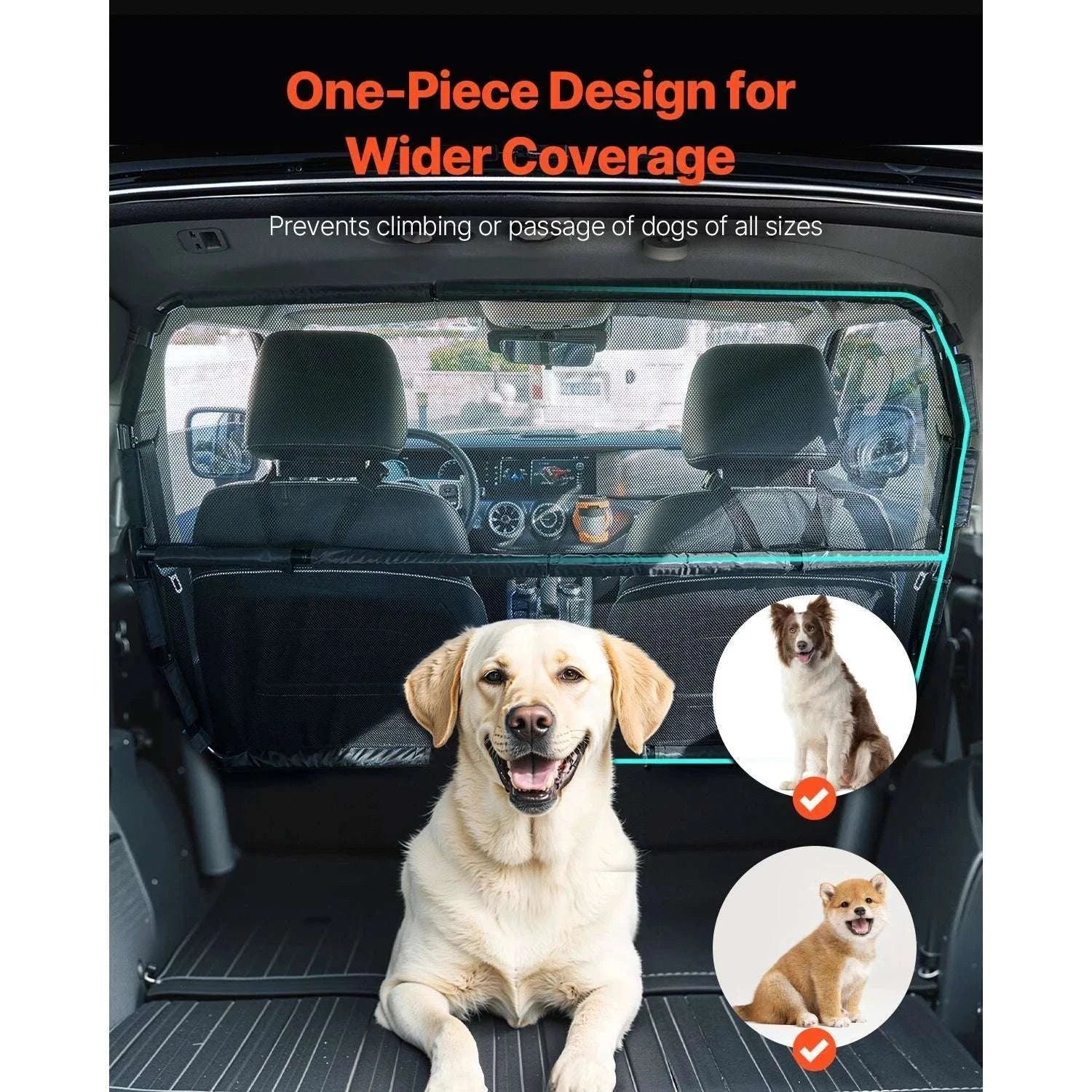 Dog Car Barrier for Front Seats with Mesh Net Universal Fit-56 x 32inch / GERMANY