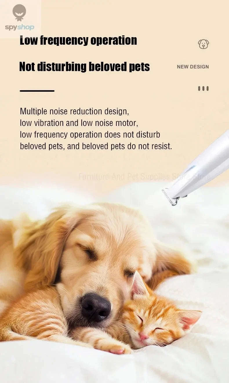 Dog Paw Trimmer – LED Light, Waterproof Design, Quiet Grooming Control-White