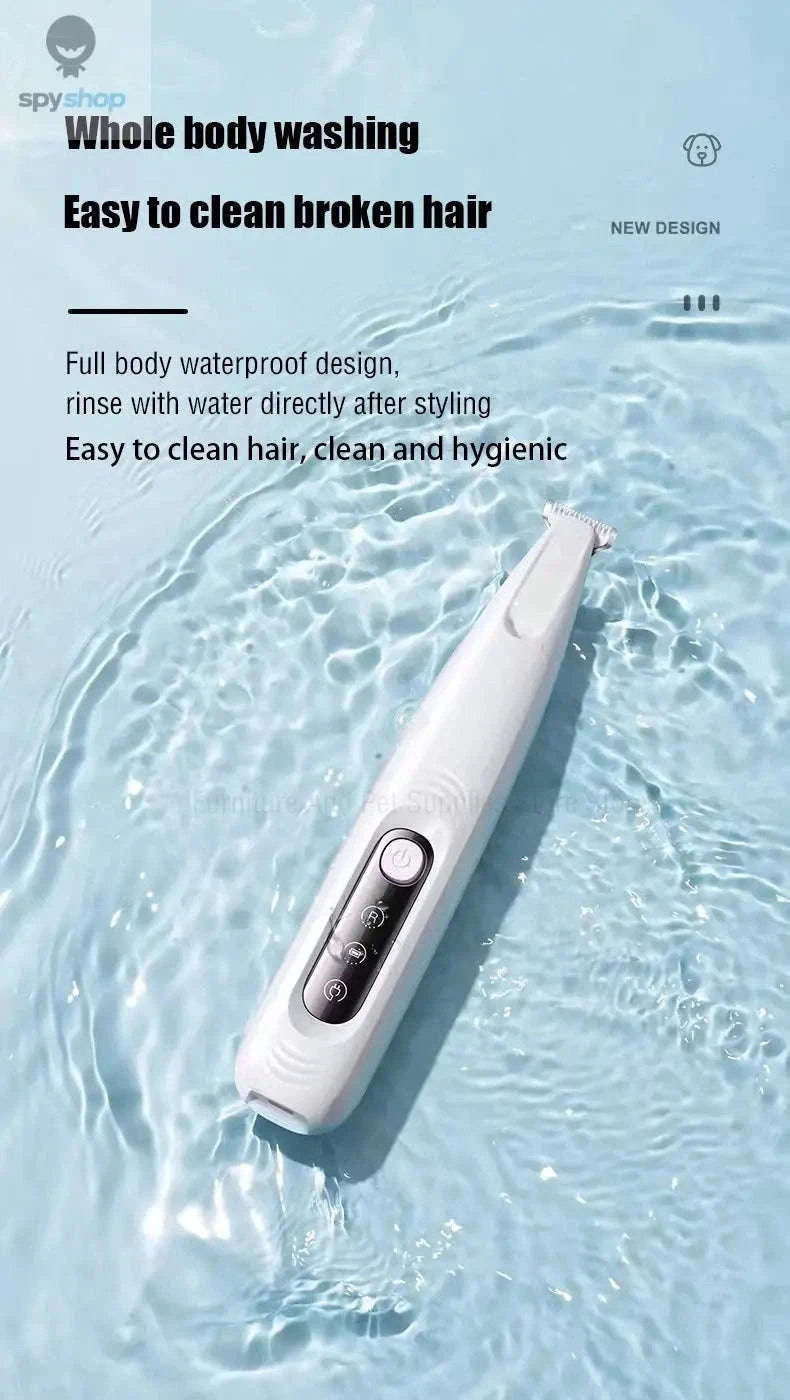 Dog Paw Trimmer with LED Light, Quiet Motor and Waterproof Design-White