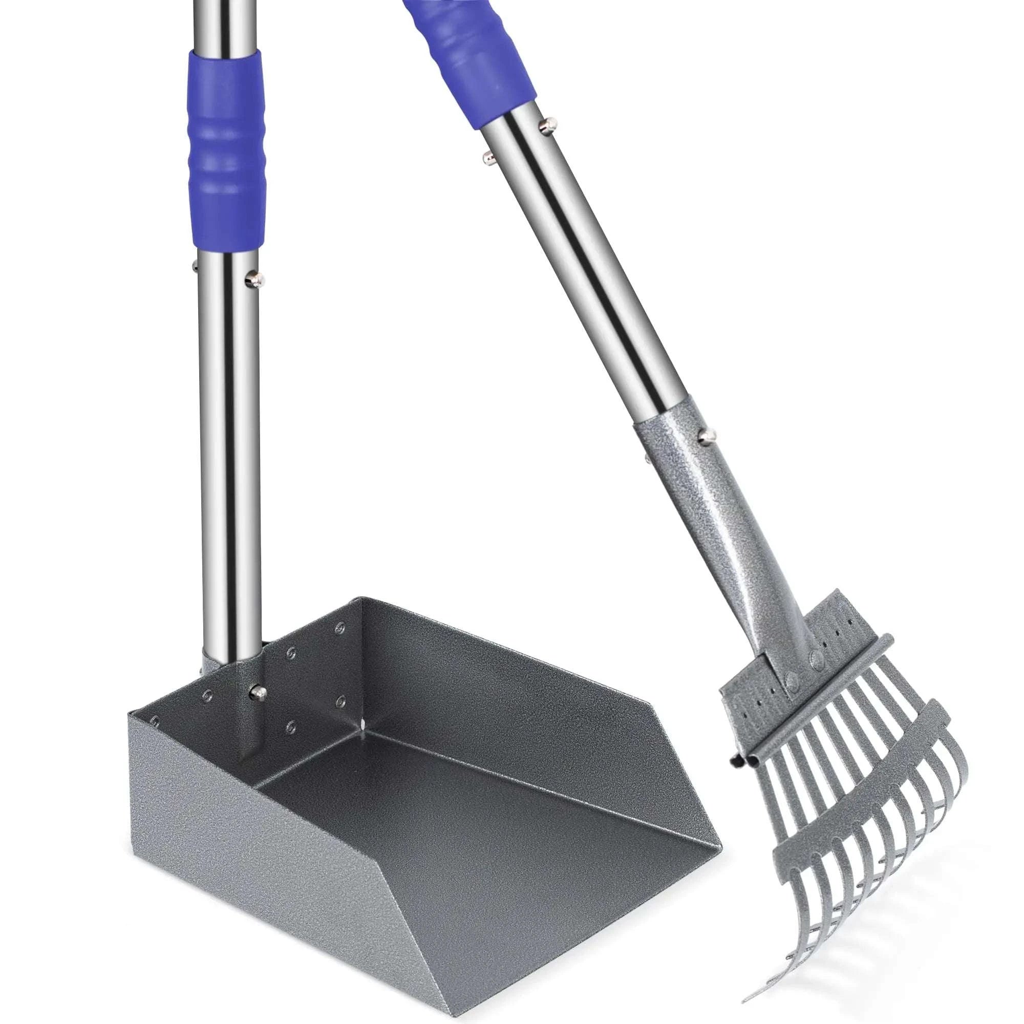 Dog Pooper Scooper Tray & Rake Set with Long Adjustable Handle-Black Yellow / United States