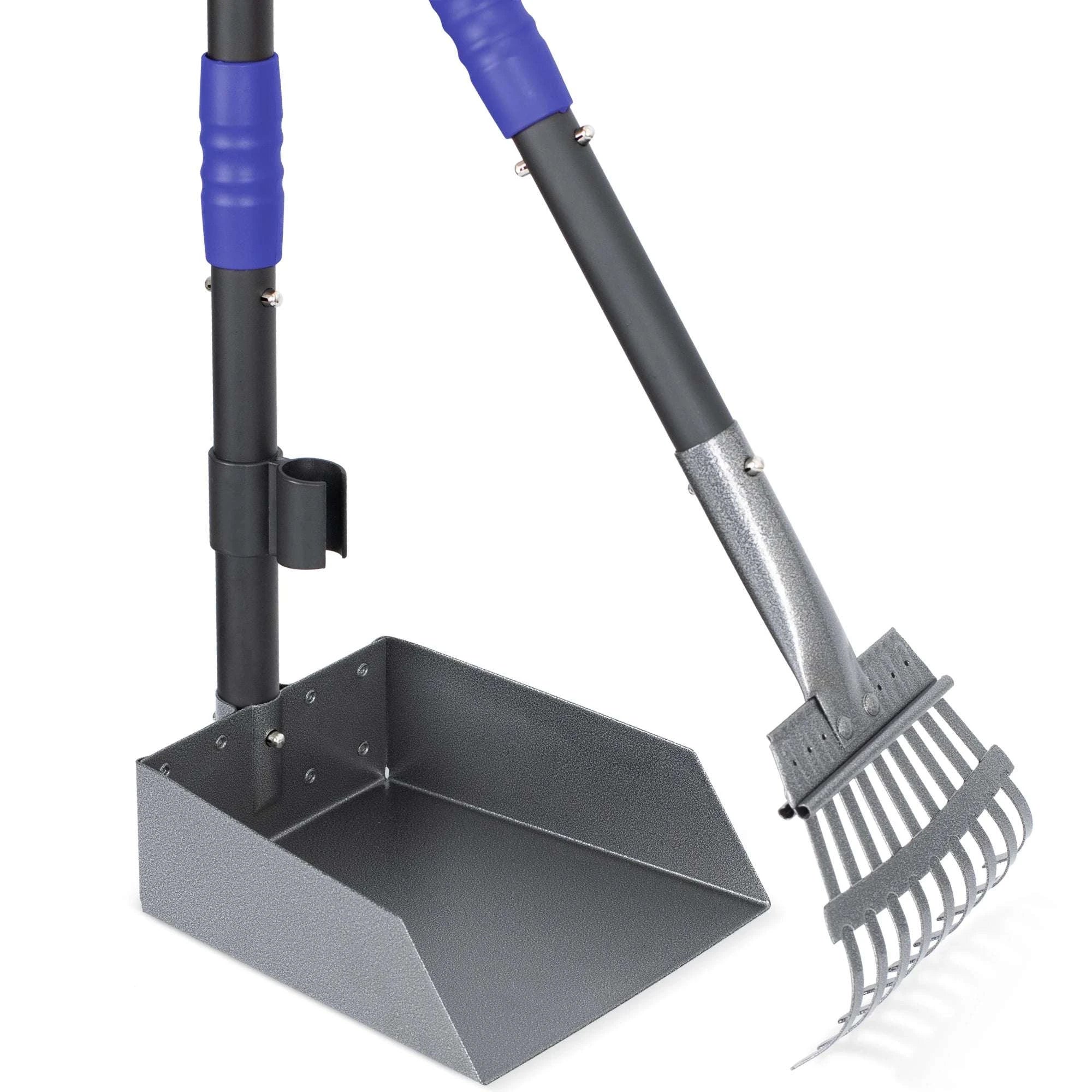 Dog Pooper Scooper Tray & Rake Set with Long Adjustable Handle-Black Yellow / United States