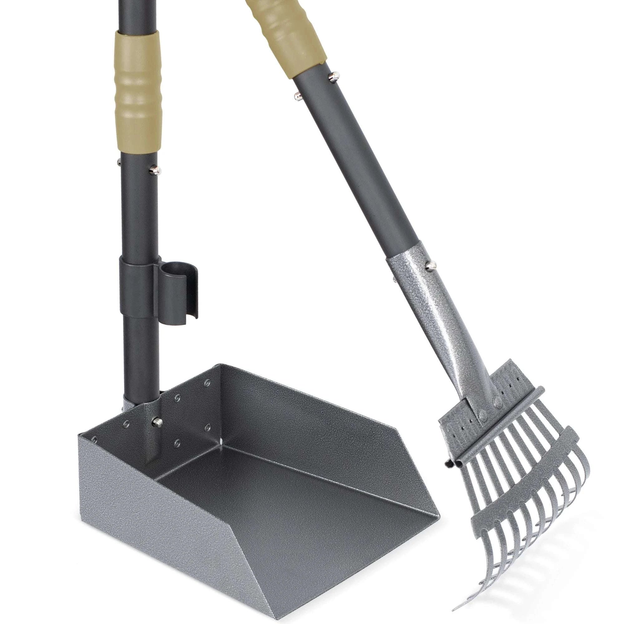 Dog Pooper Scooper Tray & Rake Set with Long Adjustable Handle-Black Yellow / United States