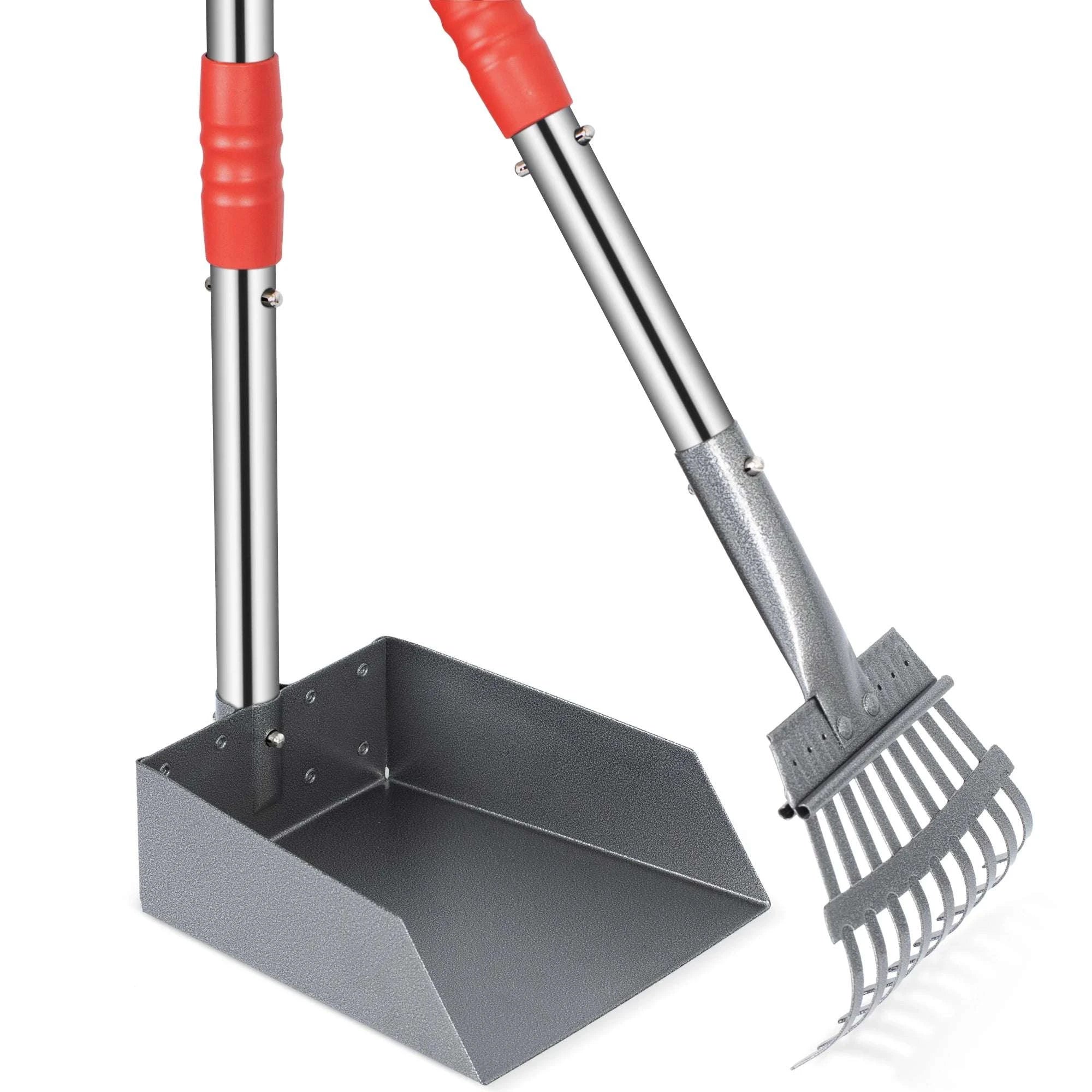 Dog Pooper Scooper Tray & Rake Set with Long Adjustable Handle-Black Yellow / United States