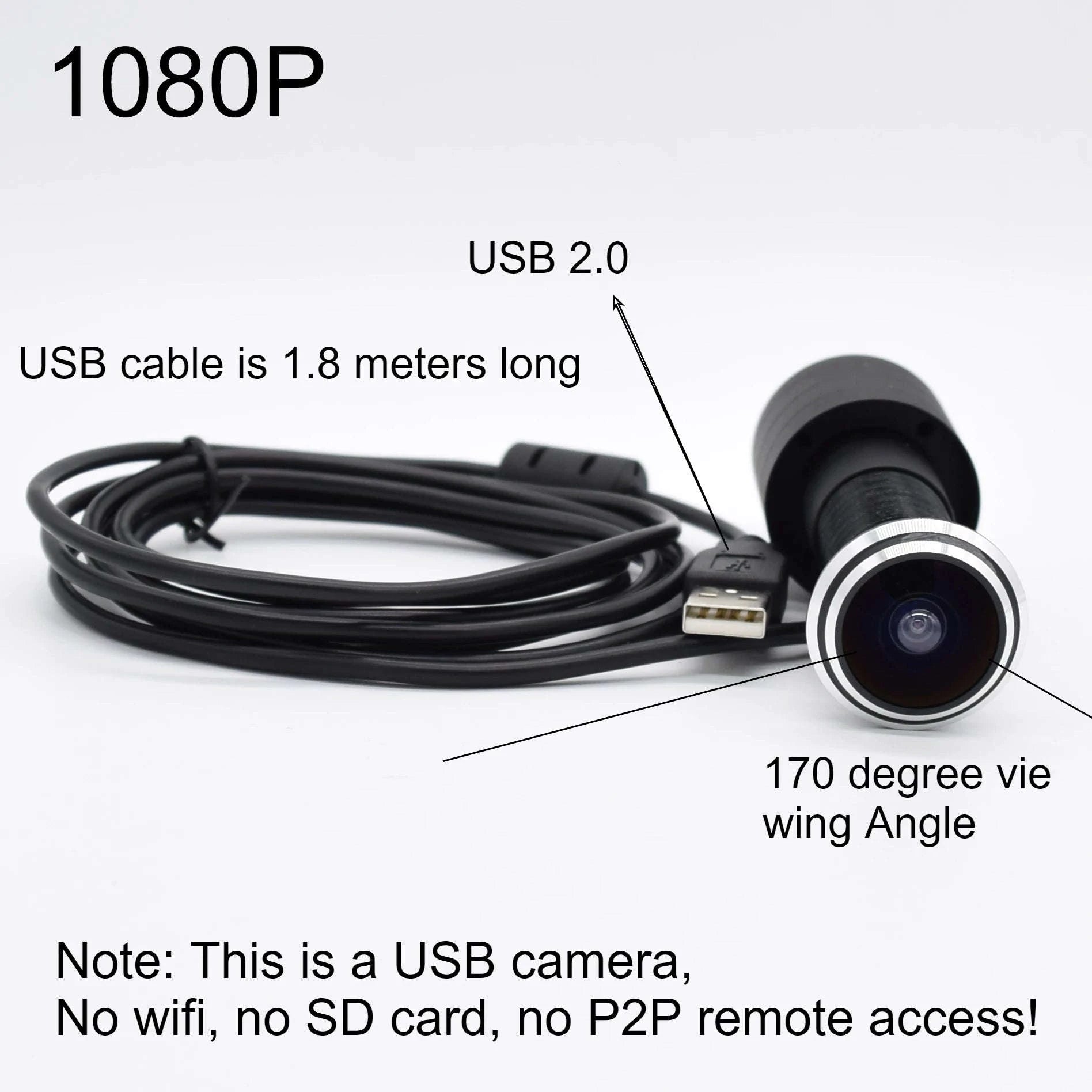 Door Eye Hole USB Camera 1080P Wide‑Angle Peephole Camera-1.78mm lens