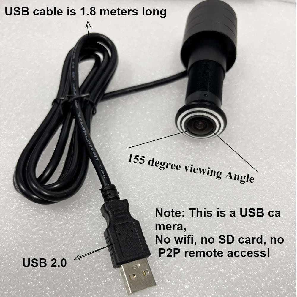 Door Eye Hole USB Camera 1080P Wide‑Angle Peephole Camera-1.78mm lens