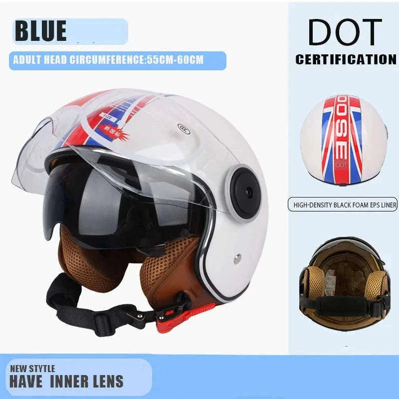 DOT Certified Dual Lens Motorcycle Helmet Half Shell Four Seasons-S11