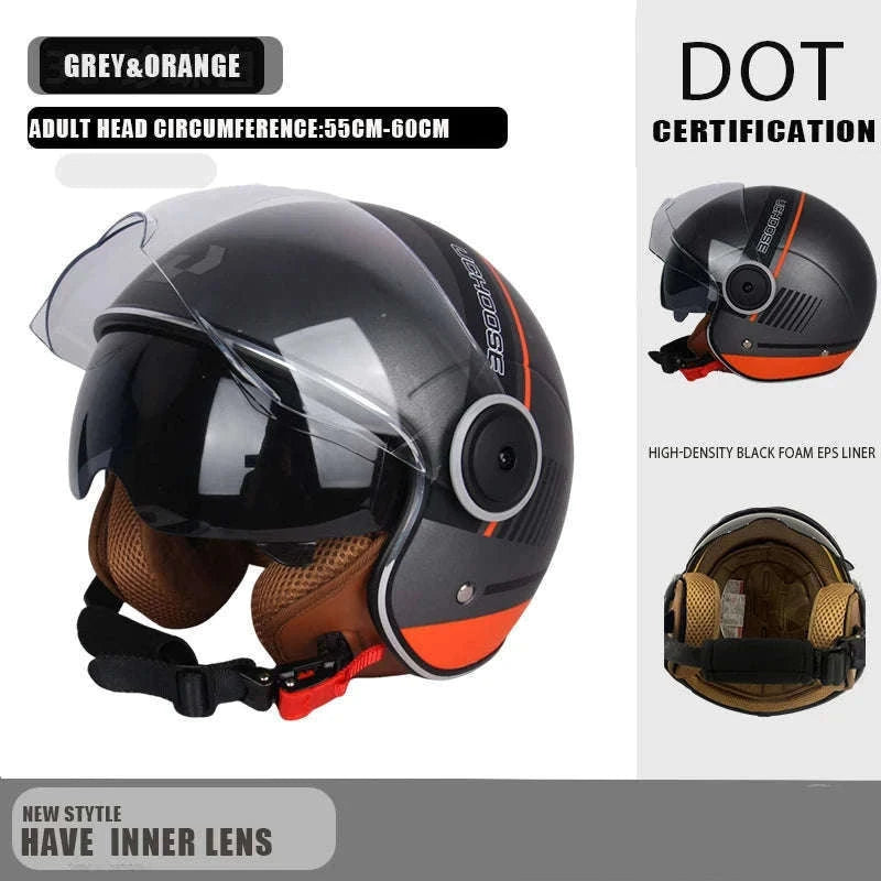 DOT Certified Dual Lens Motorcycle Helmet Half Shell Four Seasons-S11