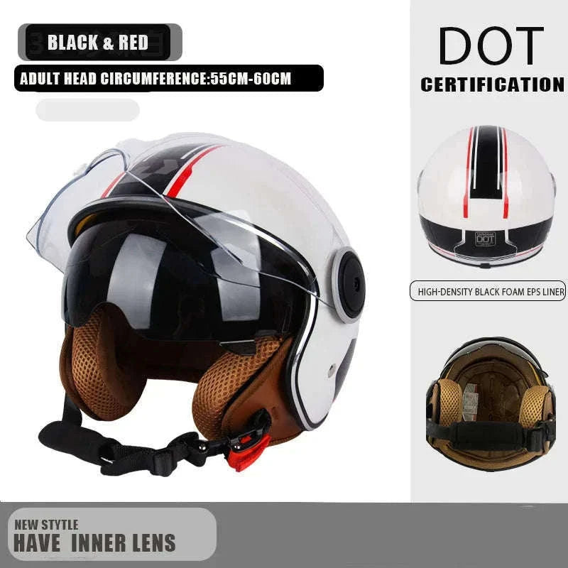 DOT Certified Dual Lens Motorcycle Helmet Half Shell Four Seasons-S11