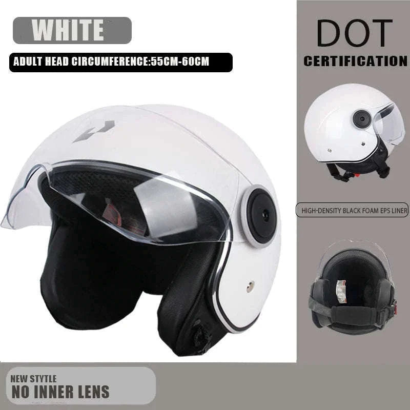 DOT Certified Dual Lens Motorcycle Helmet Half Shell Four Seasons-S11
