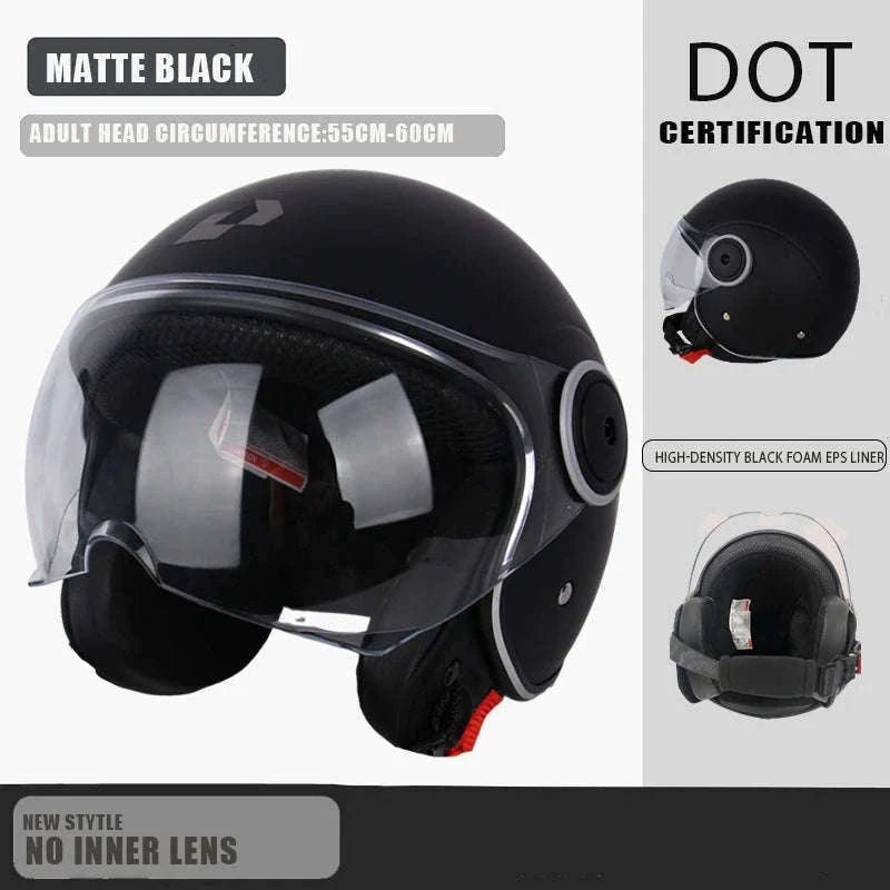 DOT Certified Dual Lens Motorcycle Helmet Half Shell Four Seasons-S11