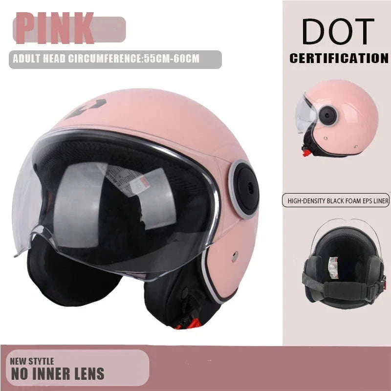 DOT Certified Dual Lens Motorcycle Helmet Half Shell Four Seasons-S11