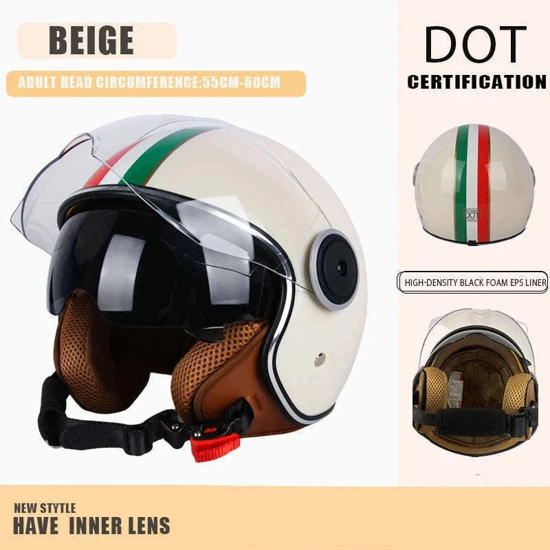 DOT Certified Dual Lens Motorcycle Helmet Half Shell Four Seasons-S11