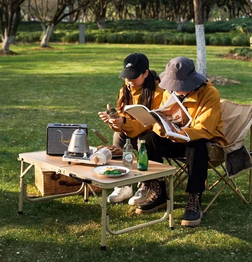 Double Camping Chair for Two with Storage Bags and Backrest-Khaki