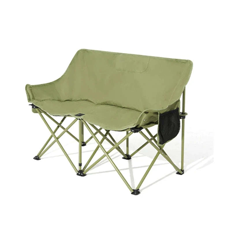 Double Camping Chair for Two with Storage Bags and Backrest-Khaki