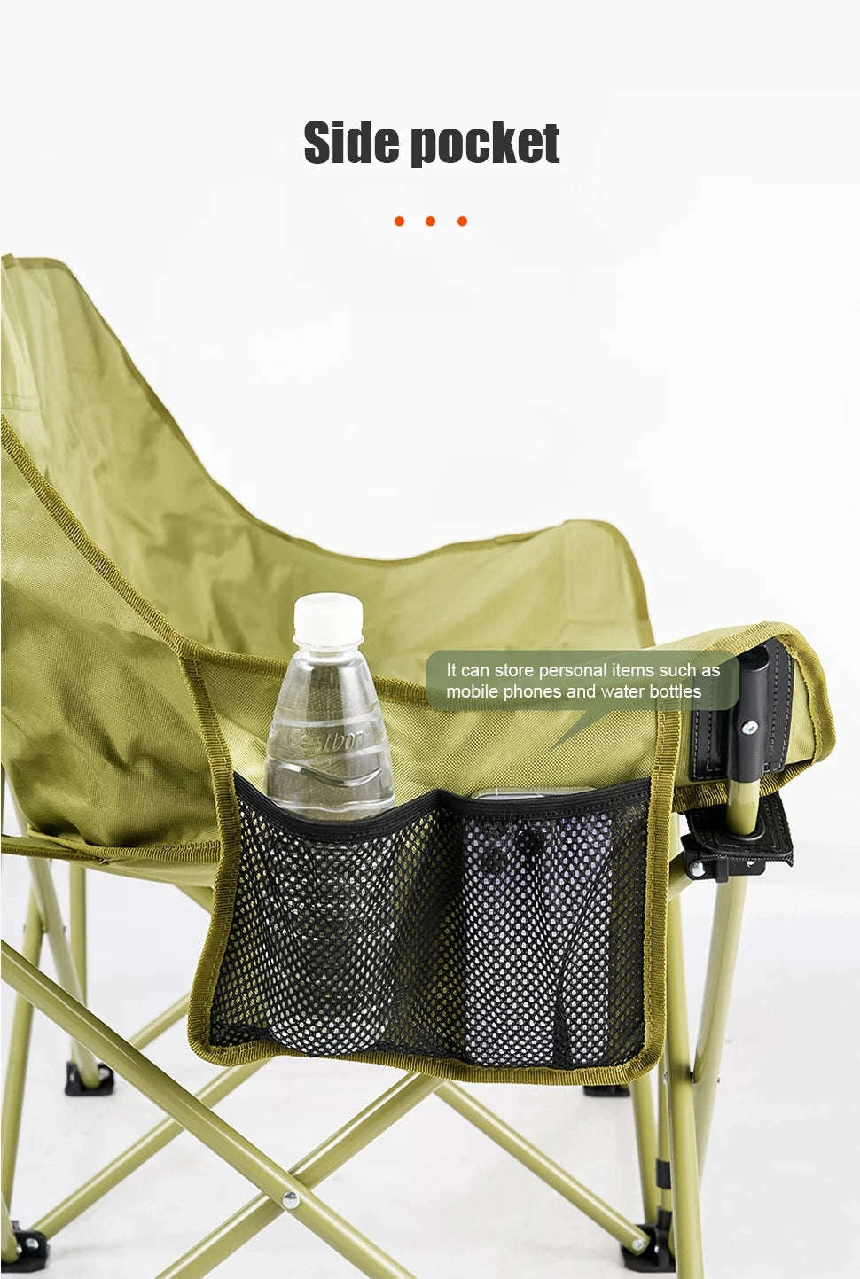 Double Camping Chair for Two with Storage Bags and Backrest-Khaki