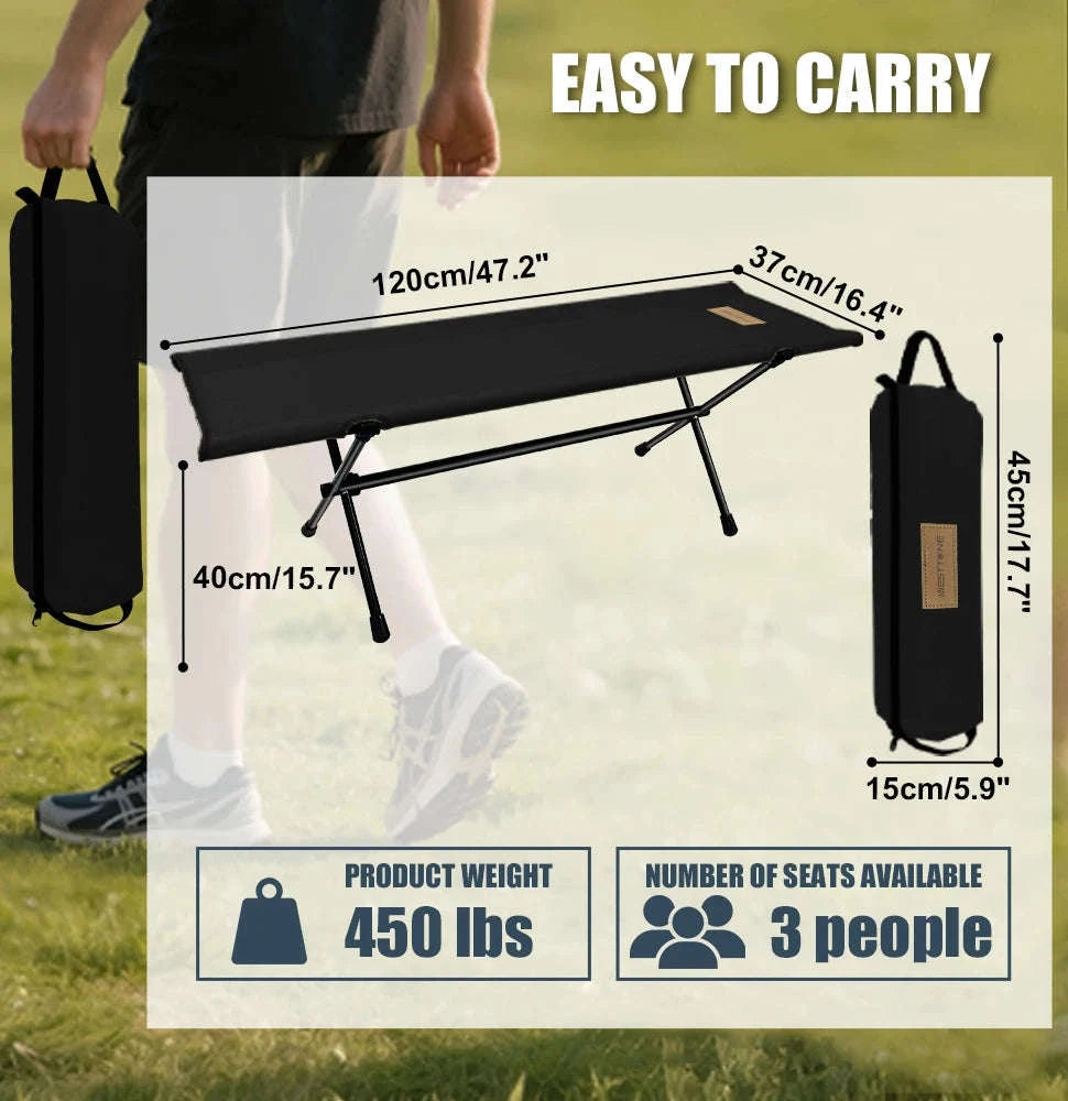 Double Camping Stool Folding Two-Person Outdoor Bench-Beige