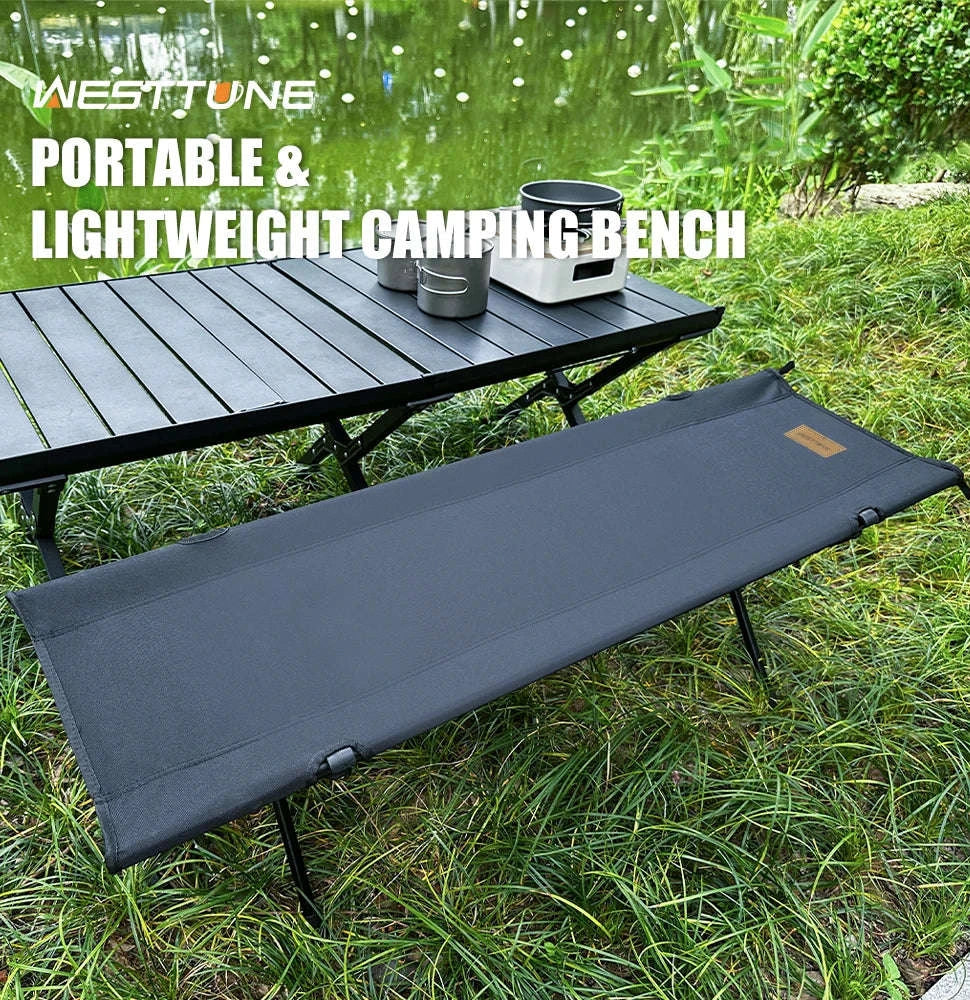 Double Camping Stool Folding Two-Person Outdoor Bench-Beige