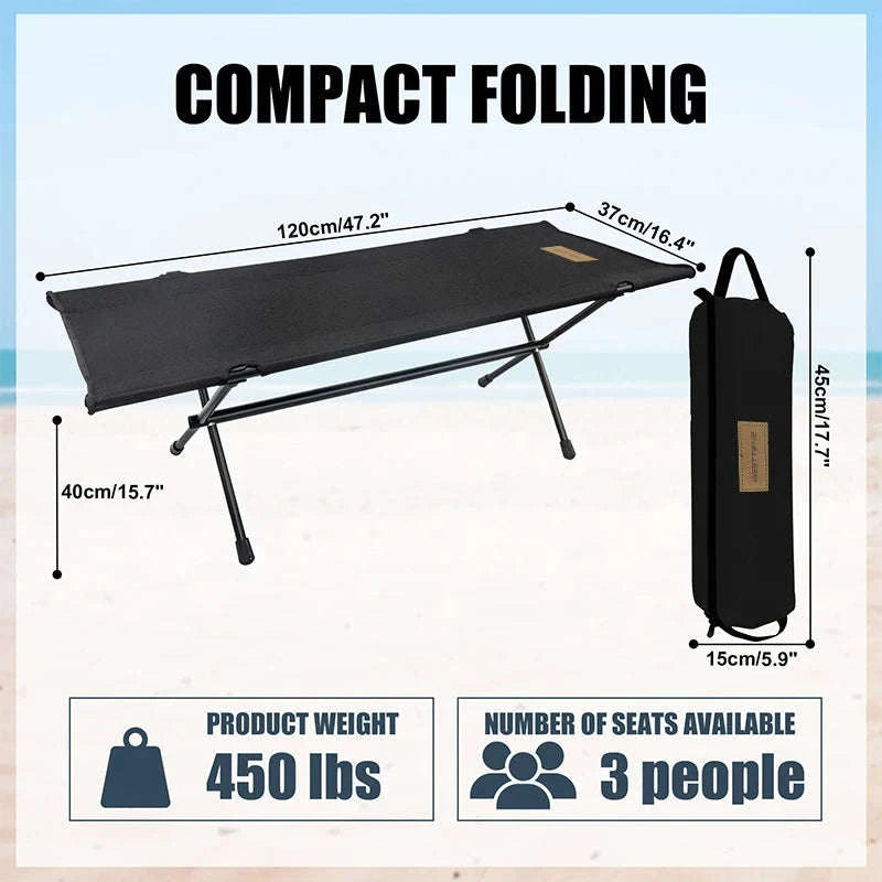 Double Camping Stool Folding Two-Person Outdoor Bench-Beige