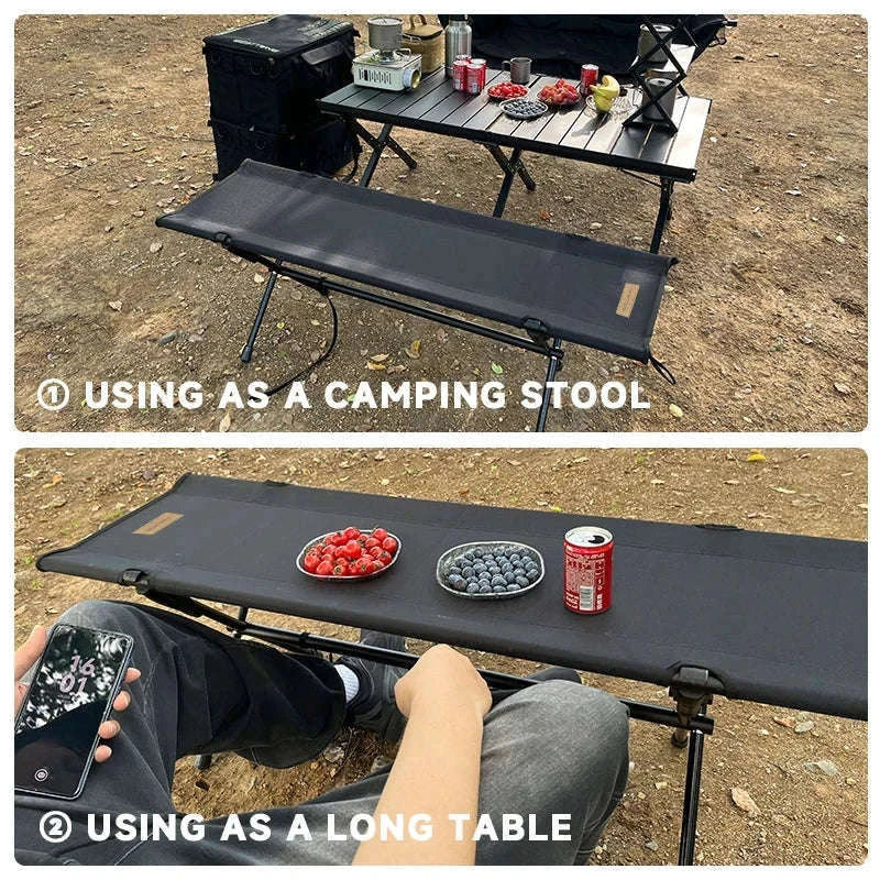Double Camping Stool Folding Two-Person Outdoor Bench-Beige
