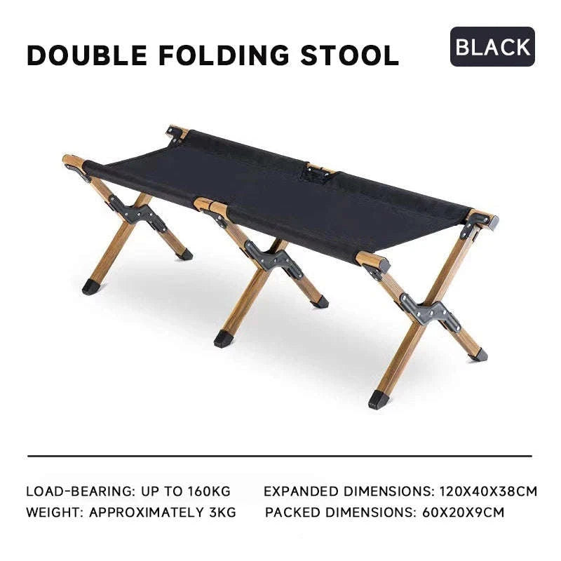Double Camping Stool for Two | Lightweight Folding Outdoor Seat-Khaki