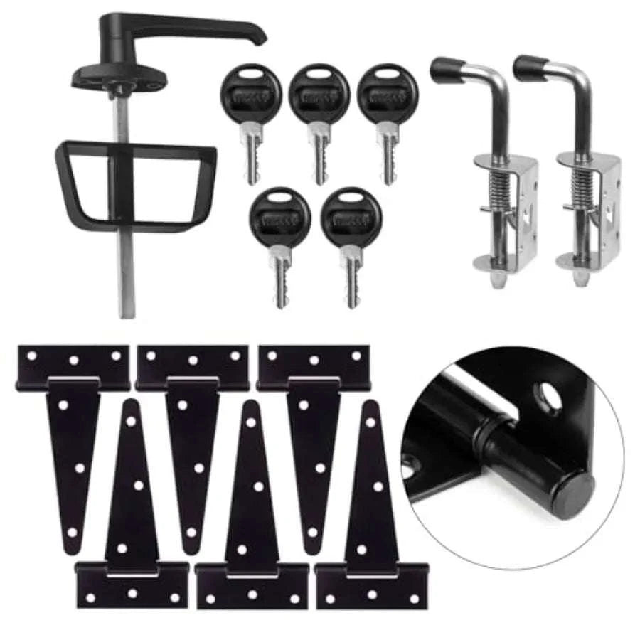 Double Door Shed Hardware Kit with Hinges, Latch & L-Handle Lock-United States