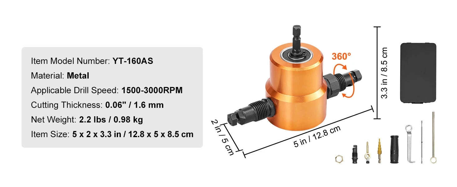 Double Head Sheet Metal Nibbler Cutter Drill Attachment-france