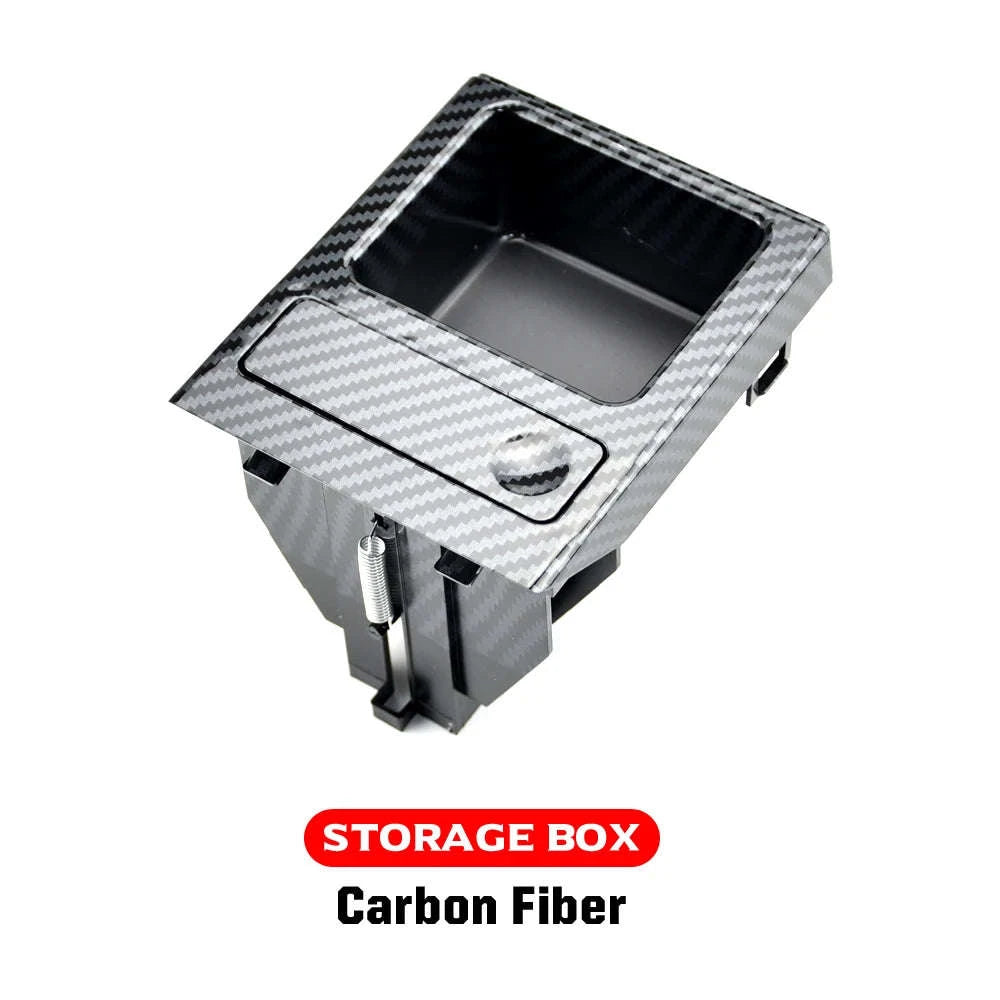 Double Hole Front Center Console Storage Box Coin and Cup Holder-Black 1