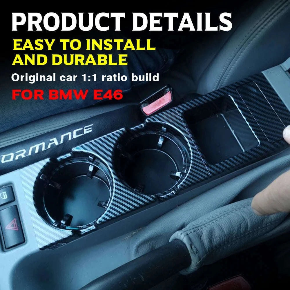 Double Hole Front Center Console Storage Box Coin and Cup Holder-Black 1