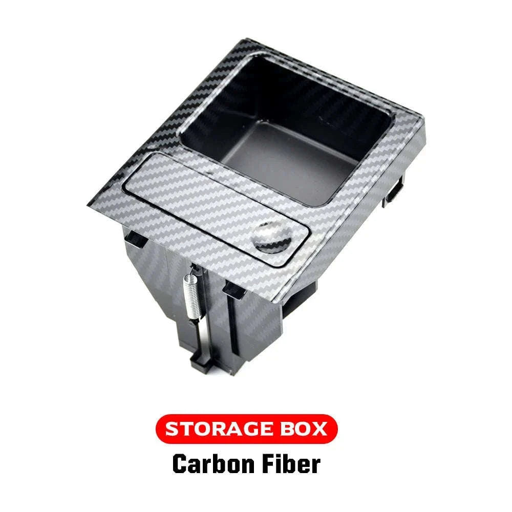Double Hole Front Center Console Storage Box Coin and Cup Holder-Black 1