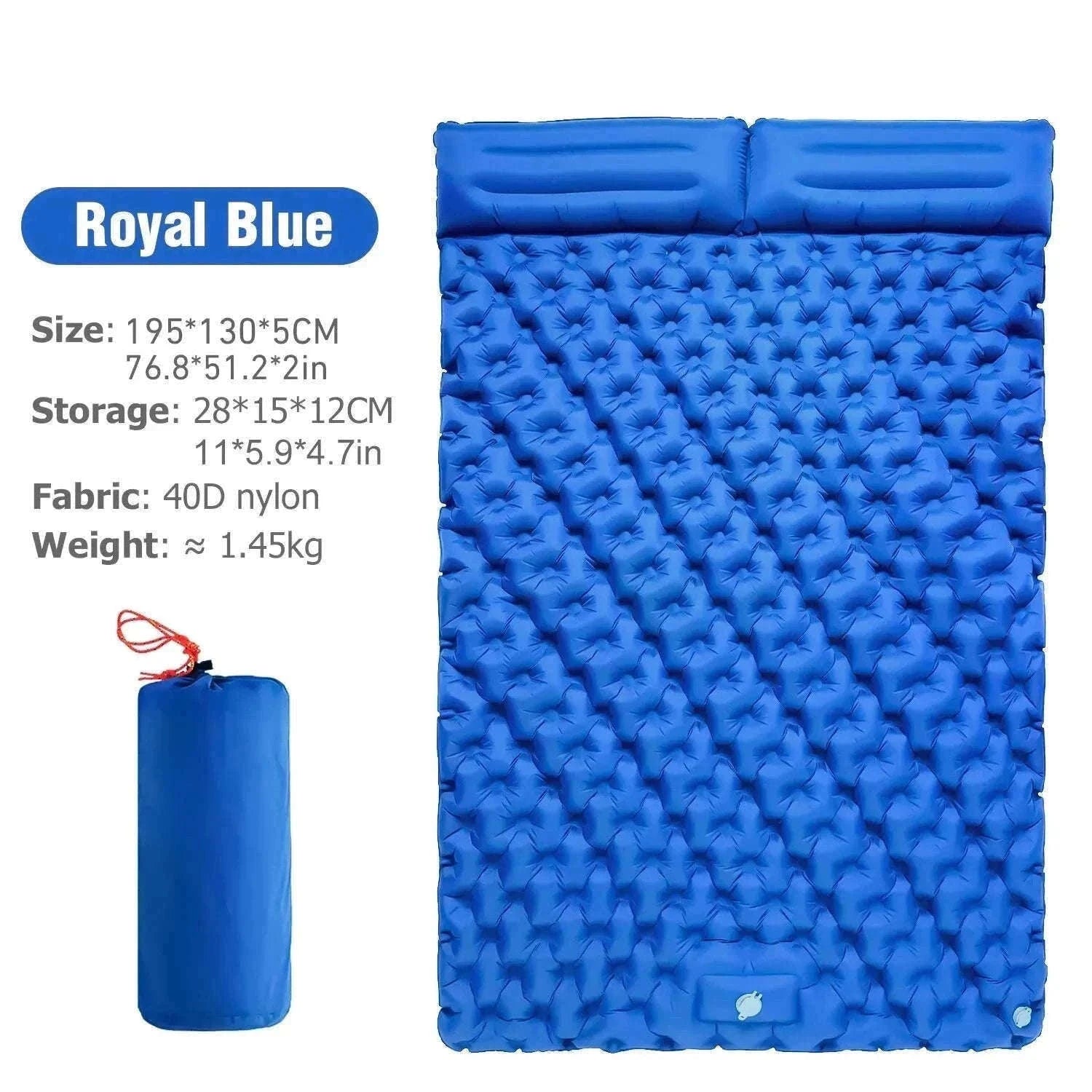 Double Inflatable Sleeping Pad with Built-In Pump for 2 People-Army Green