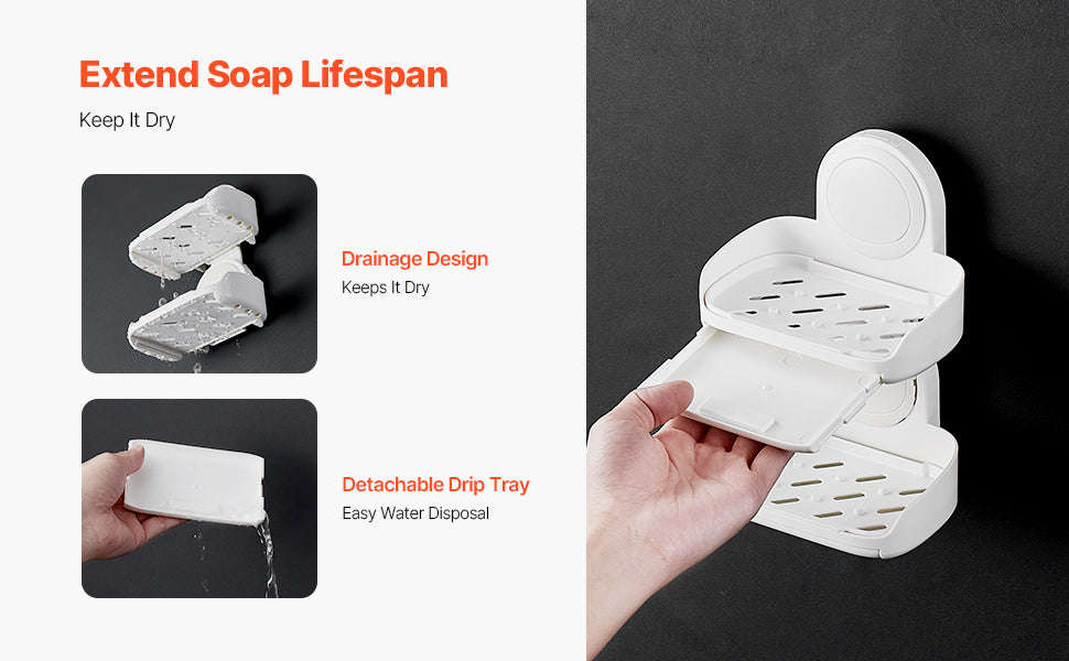 Double Layer Wall Mounted Soap Holder with Suction Cup-1Pc 2Layers / United States