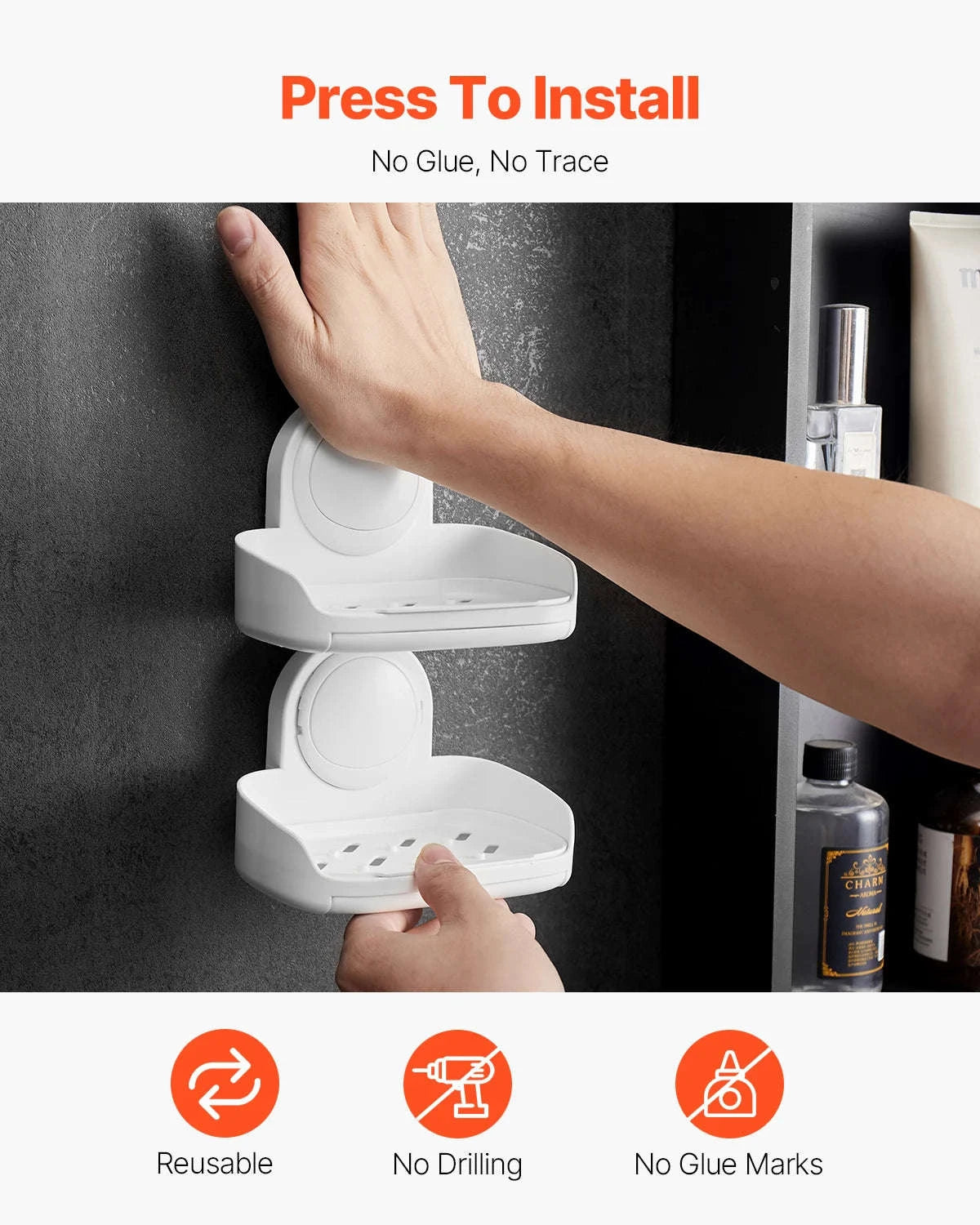 Double Layer Wall Mounted Soap Holder with Suction Cup-1Pc 2Layers / United States