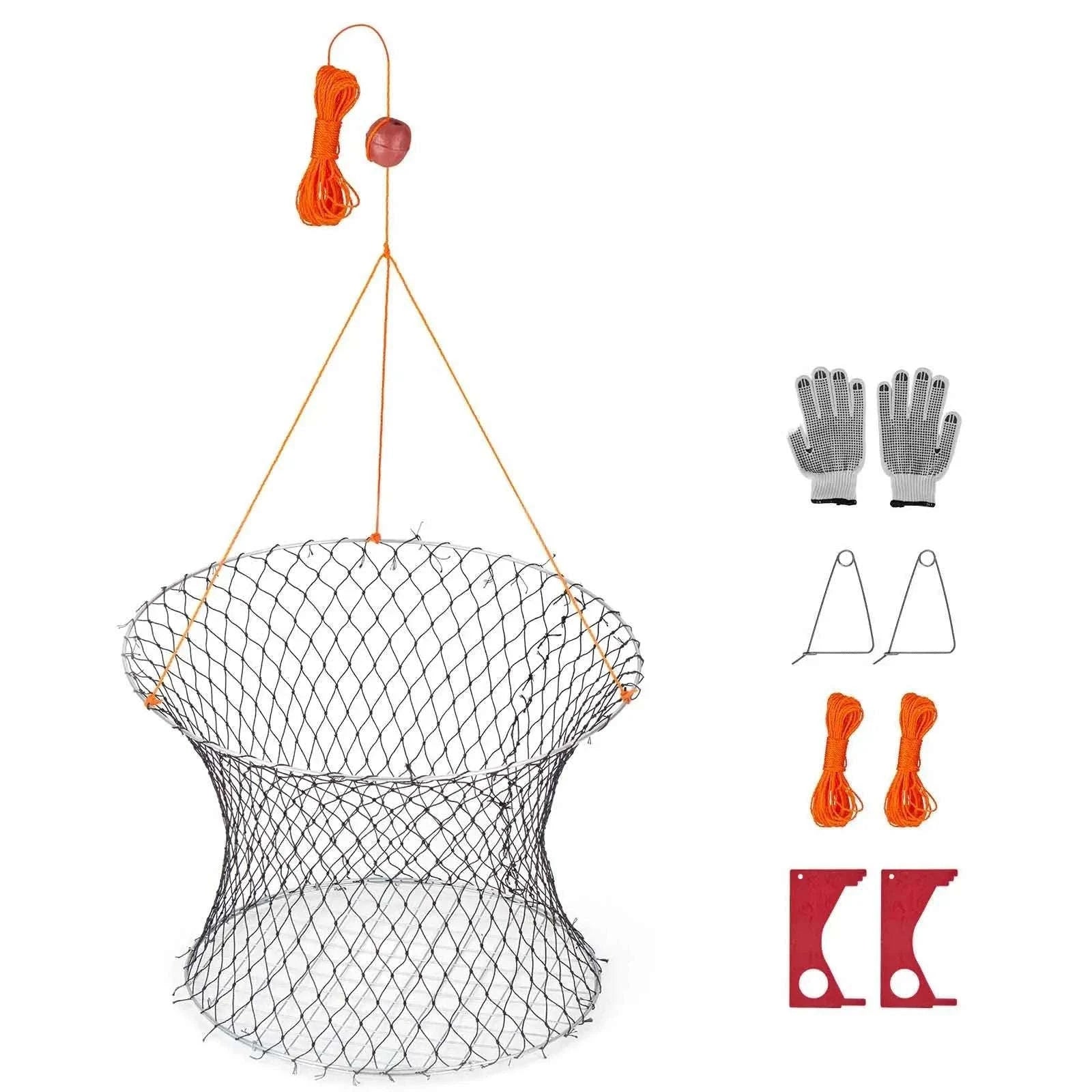 Double Ring Crab Trap Kit with 60ft Rope Foldable 2 Pack-2 sets / United States