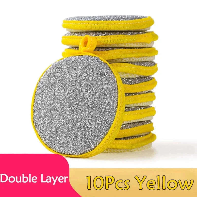 Double-Sided Dishwashing Sponge Set for Easy Kitchen Cleanup-10Pcs Yellow